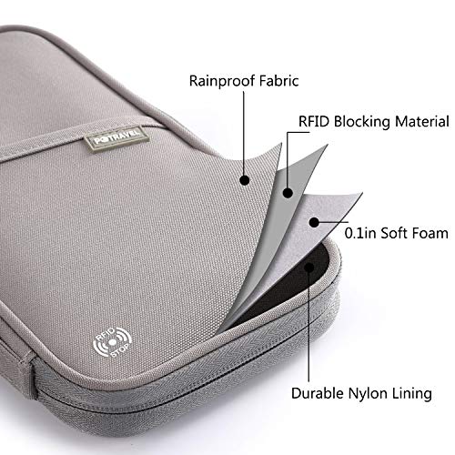 VanFn RFID Travel Passport Wallet, Family Passport Holder, Trip Document Organizer P.Travel Series (Nylon - Grey) - color: A - Nylon - Grey