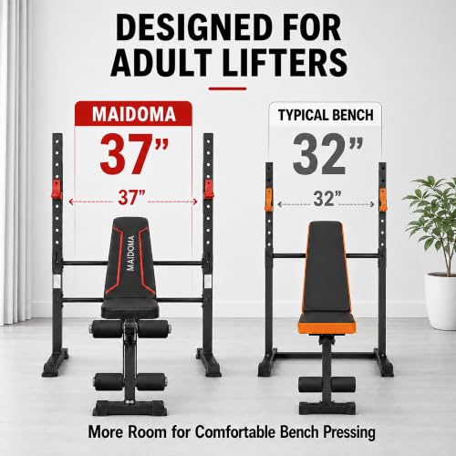 MAIDOMA Foldable 1500LBS Capacity 8 IN 1 Weight Bench Set with Leg Extension/Squat Rack/Preacher Curl, Adjustable Bench Press for Home Gym Full Body Workout (US Stock) - color: vermeil