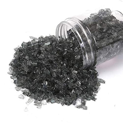 Shiny Stone High Luster Reflective Fire Glass Gravel,Fire Gems,Fire Drops,Fire Glass Pebbles Stones Beads Chips for Fire Pit Fish Tank Aquarium Garden,3-6mm 305g/0.67lb (Gray) - color: Gray