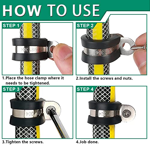 OURU 110PCS Cable Clamps Assortment Kit,Rubber Coated, 1/4"-1-3/4" 10 Sizes | 304 Stainless Steel, Anti-Vibration, Rust Resistant, Secure Hold, Automotive Wire, Pipe & Tube Mounting, Cable Management - size: 110PCS KIT