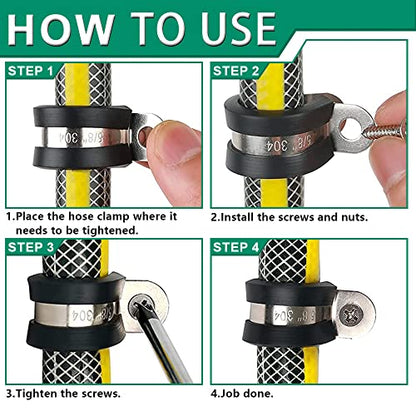 OURU 110PCS Cable Clamps Assortment Kit,Rubber Coated, 1/4"-1-3/4" 10 Sizes | 304 Stainless Steel, Anti-Vibration, Rust Resistant, Secure Hold, Automotive Wire, Pipe & Tube Mounting, Cable Management - size: 110PCS KIT