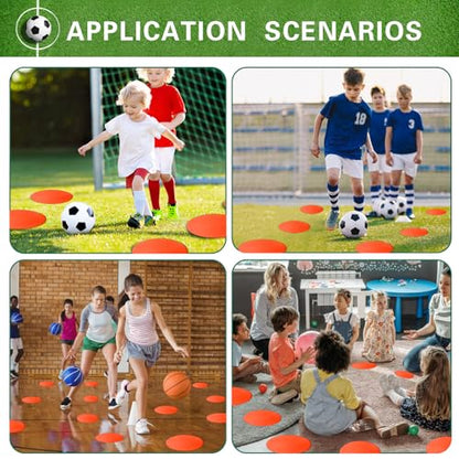 Poly Spot Markers 4 inch/9 inch Non-Slip Rubber Agility Training Markers Floor Dots Flat Field Cones for Football, Soccer, Basketball, School Exercise Drills, Dance Practice - style: 9 inch 18 Pcs Orange Red (TPE)