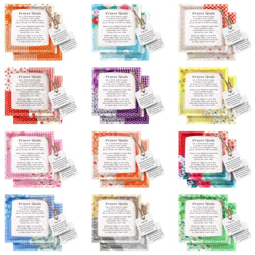 FuWeave 12 Pack Pocket Prayer Quilt Christian Gifts with Cross Inside - style: Bright