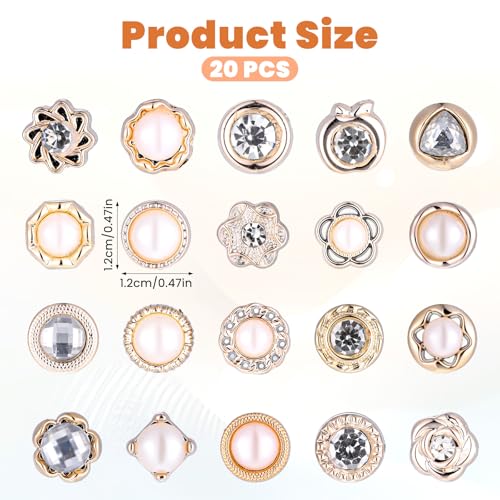 20 PCS Women Shirt Brooch Buttons No-Sew Invisible Pearl Brooch Buttons Cover Up Lapel Pins Blouse Modesty Pin Prevent Accidental Exposure Decorative Pins for DIY Cardigan Bag Dress Clothes