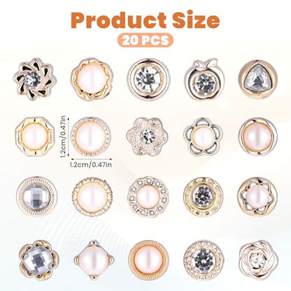 20 PCS Women Shirt Brooch Buttons No-Sew Invisible Pearl Brooch Buttons Cover Up Lapel Pins Blouse Modesty Pin Prevent Accidental Exposure Decorative Pins for DIY Cardigan Bag Dress Clothes
