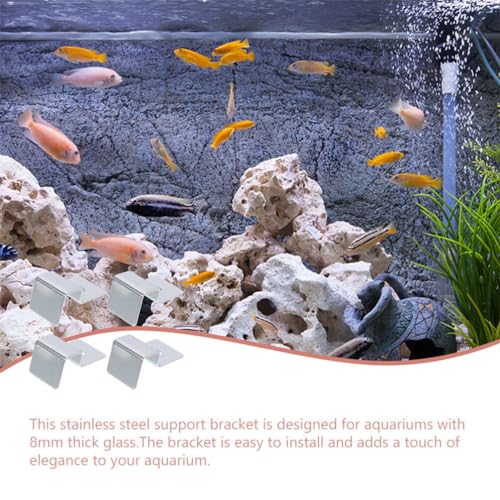 POPETPOP 4pcs Heavy Duty Stainless Steel Fish Tank Glass Cover Bracket Support for Aquarium Lid Holder Resistant for Thick Glass Aquariums