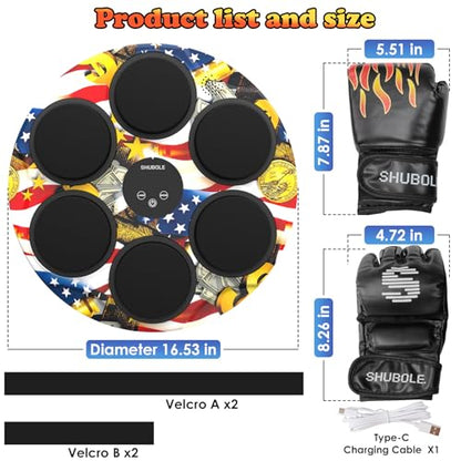 Music Boxing Machine with Gloves - Wall Mounted Punching Trainer for Adults & Kids, 9-Speed Punch Game, Wall Boxing Punching pad, 2025 Upgrade Gifts for Boys Age 6+ - style: US