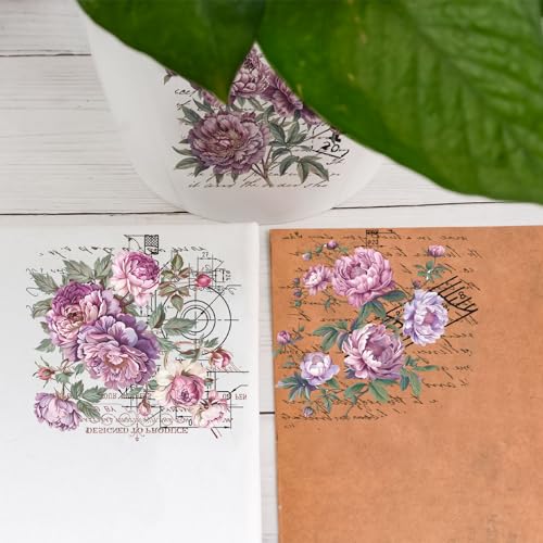 WANDIC 10 Sheets Rub On Transfer Sticker, Lavender Purple Flower Stickers for DIY Scrapbooking Photo Albums Furniture,11.8 * 3.9in - color: Lavender