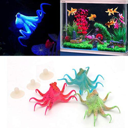 POPETPOP Aquarium Octopus Decoration, Aquarium Decorations Simulation Octopus Fish Tank Octopus Ornament Artificial Silicone Octopus with Suction Cup (Red)
