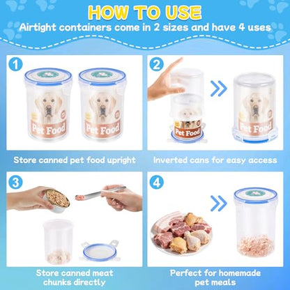 REFLYING Canned Dog Food Storage Lids Reusable Airtight Can Cover | Reusable airtight dog food can lids,Keeps wet food fresh,eliminates odor,Includes SUS 304 spoon and can opener - color: 2 Jar（L）+1 Spoon