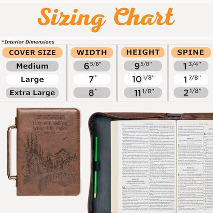 Christian Art Gifts Men's Classic Bible Cover On Wings Like Eagles Mountain Isaiah 40:31, Brown Faux Leather, Large - size: Large