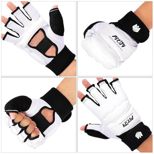 FitsT4 Sports Half Mitts MMA UFC Training Boxing Punch Bag Martial Arts Gloves - color: White, size: Large