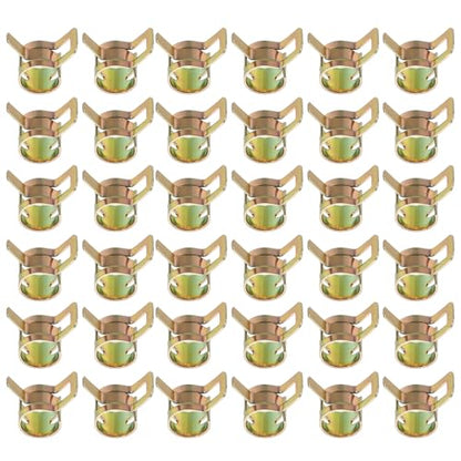 PATIKIL Spring Band Hose Pipe Clamps for 9-10.2 mm OD Hose, 50 Pack Silicone Vacuum Constant Tension Band Clips for Fuel Line Silicone Air Hose Tube Water Pipe, Gold - size: 9-10.2 mm