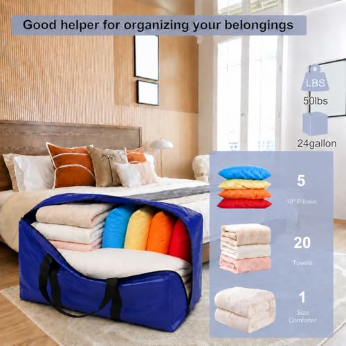 Krysty 8-pack Moving Bags and Large Storage Bags with Strong Handles，Durable Zippers，Heavy Duty Moving Bags for Space Saving and Moving Supplies