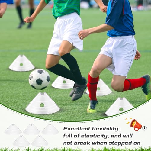 Jumbo Disc Cones Jumbo Soccer Cones with Mesh Bag Giant Large Agility for Soccer Training Adult Sports - color: White