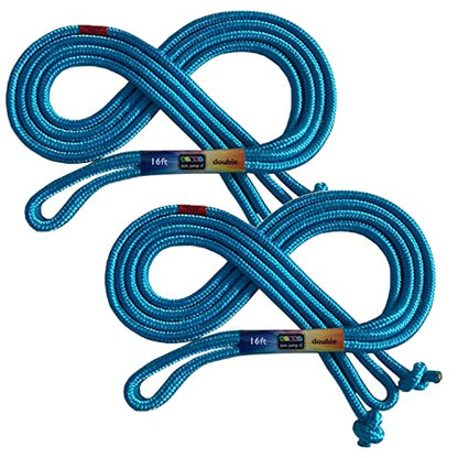 Just Jump It 16' Foot Jump Rope 2 Pack - Long Jump Ropes for Double Dutch - Outdoor Jump Ropes for Kids and Adults to Play Family Games & Exercise - color: Turquoise