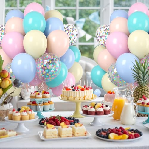 Paready Pastel Balloons, 60 Pcs Party Balloons for Easter Baby Shower - color: Pastel