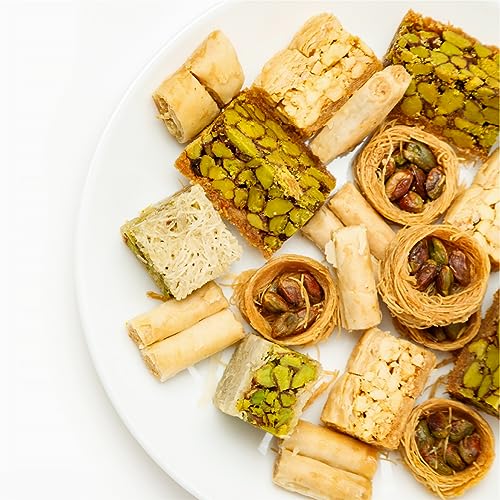 Anabtawi Middle Eastern Sweets - 50-Piece Assorted Baklava, Pistachio and Almond Pastry - Traditional Arabic Baklava Gift Box - No Preservatives, No Additives - Gourmet Baklava Pastry Boxes - 400g - size: 14.1 Ounce (Pack of 1)