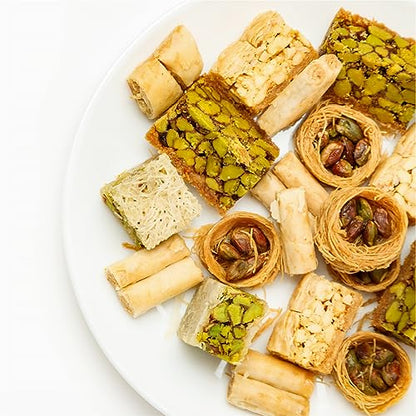 Anabtawi Middle Eastern Sweets - 50-Piece Assorted Baklava, Pistachio and Almond Pastry - Traditional Arabic Baklava Gift Box - No Preservatives, No Additives - Gourmet Baklava Pastry Boxes - 400g - size: 14.1 Ounce (Pack of 1)