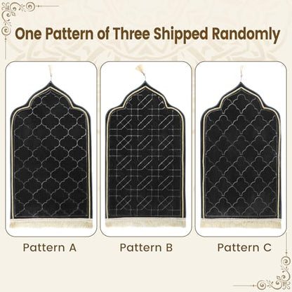 Muslim Prayer Mat, Soft Velvet Janamaz Sajada Carpet for Kids Men Women, Portable Prayer Rug with Tassel - Thick Islamic Prayer Mat Ramadan Eid Gift, Black - color: Black