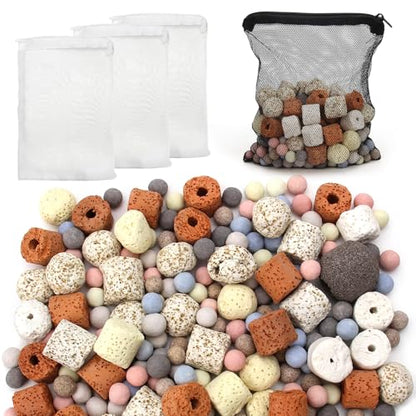 Bio Aquarium Filter Media, Bio Ceramic Ring Balls Media Set for Aquarium Filter, Pond and Fish Tank (500g, 1.1lb)