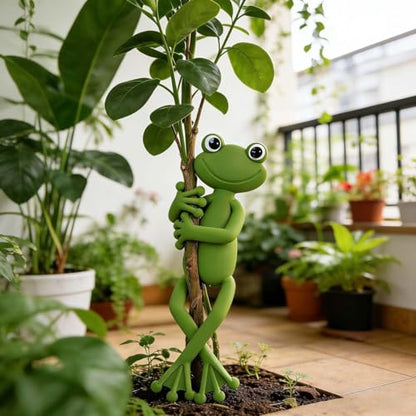 1 Piece Flexible Green Frog Silicone Plant Support,Soft Bendable Silicone Plant Holder,Animal-Shaped Stabilizer for Home & Office Decor