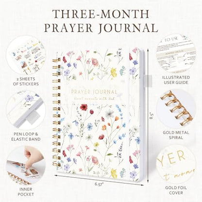 Prayer Journal for Women - Bible Journal with Scripture Verses, 12 Weeks Guided Devotional Planner, Faith & Christian Notebook for Bible Study, Note Taking & Prayer Tracking, Birthday Gifts - size: 8.5"L x 6.57"W