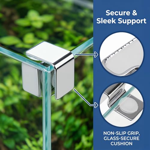 Fish Tank Cover Brackets Stainless Steel Aquarium Lid Clips for Glass Cover Support 4 Pack Aquarium Hood Clips to Hold Lid Securely for Tank Cleaning and Water Changes