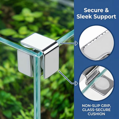 Fish Tank Cover Brackets Stainless Steel Aquarium Lid Clips for Glass Cover Support 4 Pack Aquarium Hood Clips to Hold Lid Securely for Tank Cleaning and Water Changes
