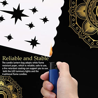 Sabary 50 Sets Luminary Bags with Flameless Tea Lights Outdoor Luminaries LED Lantern Candle Bags for Wedding Birthday Ramadan Christmas Party Decorations Romantic Decor(Firework) - style: Firework