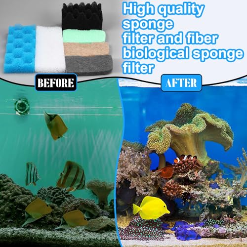 Threlaco 32 Pcs Filter Media Compatible with 306/307 Filters, Aquarium Replacement Maintenance Kit Including Biological Sponge, Ammonia/Phosphate/Nitrite Remover Pad, Aquarium Towel, Grease - style: 306/307