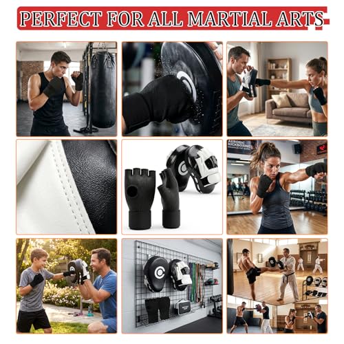 4-in-1 Boxing Gloves and Punching Mitts Set, MMA Sparring Gloves, Boxing Mitts and Pads, Youth Toddler Boxing Gloves Gear for Sparring Training, Complete Kit for Beginners Boys Girls Age