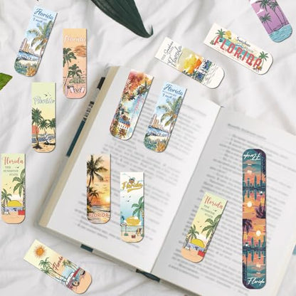 Wxiben Florida Magnetic Bookmark Gifts - 48PCS Traveling City Magnetic Bookmarks USA City Book Marks Page Magnets Marker Clip for Women Book Lovers Traveler Students Teacher Florida Souvenirs Gift - style: Florida