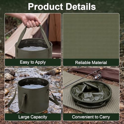 2 Pack Collapsible Bucket 5 Gallon Foldable Bucket Portable Car Wash Container, Fishing and Utility Basin with Handle, 20L for Camping, Hiking,Dish Washing, Fishing, Laundry