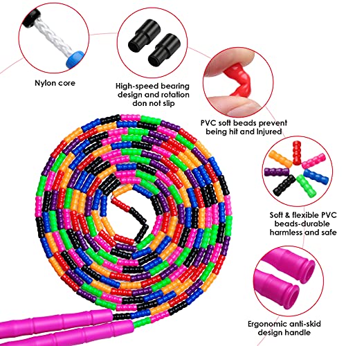 Double Dutch Jump Rope Long Jump Rope 16 FT 1 Pack/2 Pack, Adjustable Soft Beaded Diy Jump Rope for Kids Adult Long Enough for 5-6 Jumpers - color: Pink-1 Pack