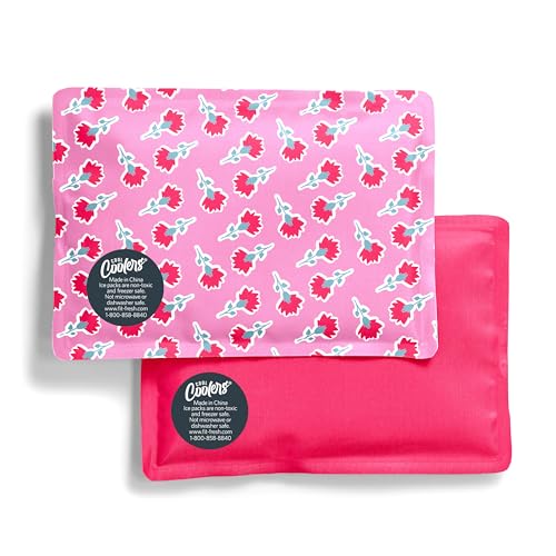 Fit & Fresh Cool Coolers Soft Ice for Lunch Bags 2pk, Flexible Stretch Nylon, Durable, Reusable Lunch Box Ice Packs, Soft Ice, Reusable Freezer Packs, Lunch Ice, Sweet Pink Block Print - color: Sweet Pink Print (2 Pack), size: Standard