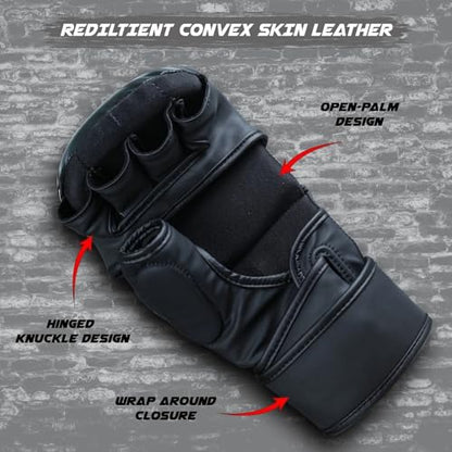 Hybrid MMA Sparring Gloves for Grappling, Kickboxing, and Open Palm Martial Arts - color: Black, size: Small