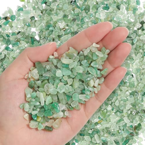 T4U Crystal Chips Stone Crushed Quartz Jade Pebbles 1LB - Fluorite Tumbled Gravel Small Decorative Pebbles Bulk, Mini Polished Rocks Sand Pieces for Crafts, Vases Filler, Plants, Aquarium Gravel Rocks | Crushed gemstone gravel for fish tank decor, succule