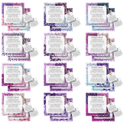 FuWeave 12 Pack Pocket Prayer Quilt Christian Gifts with Cross Inside - style: Grace