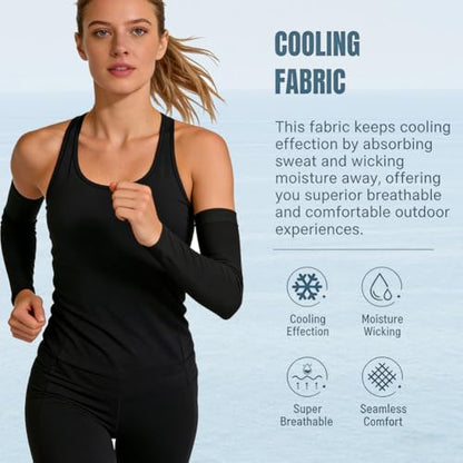 UV Protection Cooling Arm Sleeves Sun Sleeves Arm Cover for Women &Girls&Adult&Youth&Men Cycling, Running,Golf,Outdoor Tattoos Arm Warmer -Black,White,Beige