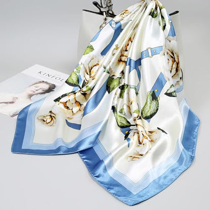 vimate 35" Square Silk Like Head Scarf - Women's Fashion Satin Scarf Bandana for Hair Wrapping at Night. - color: H2#. Style--133