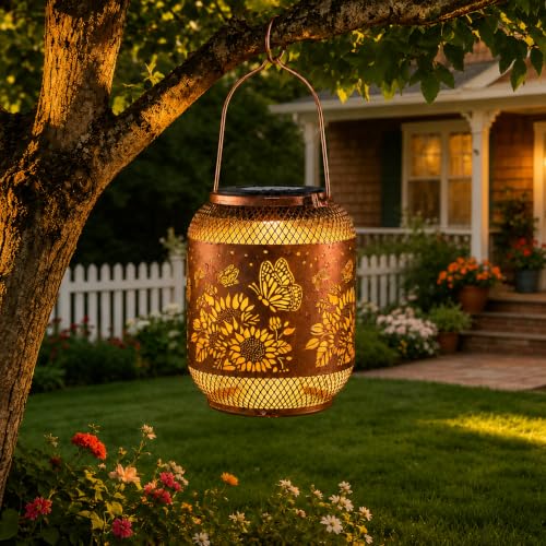 Butterfly Solar Lantern Outdoor Hanging Solar Garden Light Gifts for Women - color: Butterfly