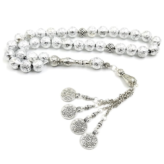 ALBASHAN Tasbih Natural lava stone plating rosary Muslim eid gift islamic 33 45 51 99 100 prayer beads arabian bracelet misbaha - size: 8mmx99beads