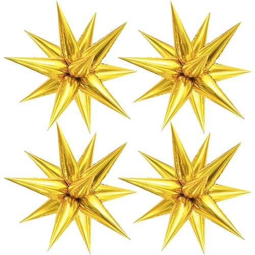 KatchOn, Large Gold Star Balloons - 20 Inch, Pack of 50 | Starburst Balloons for Gold Birthday Decorations | Spike Balloon for Graduation Decorations 2026 | Star Foil Balloons for Graduation Backdrop - color: Gold