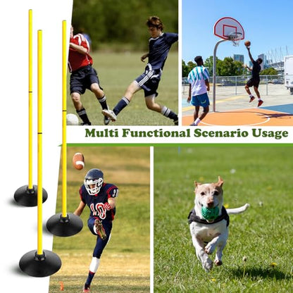 TNZMART 4.9FT Training Agility Poles Set Detachable Soccer Training Sticks Slalom Poles with 10 Disc Cones and Speed Ladder