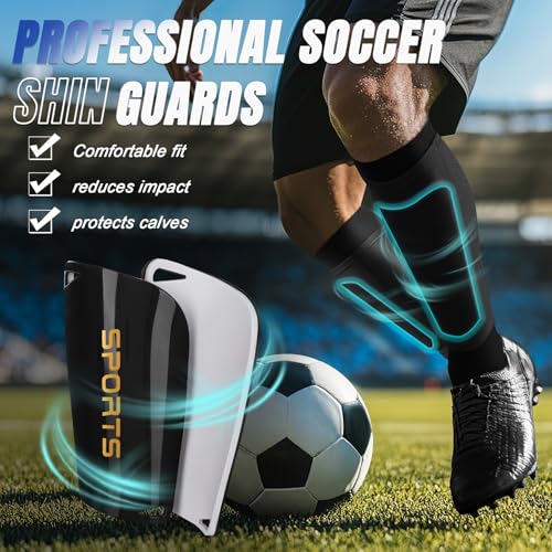 XZQTIVE Soccer Shin Guards with Shin Sleeves and Soccer Socks, Football Shin Pads Set for Kids Youth and Adult - color: black, size: L(Youth/Adult)