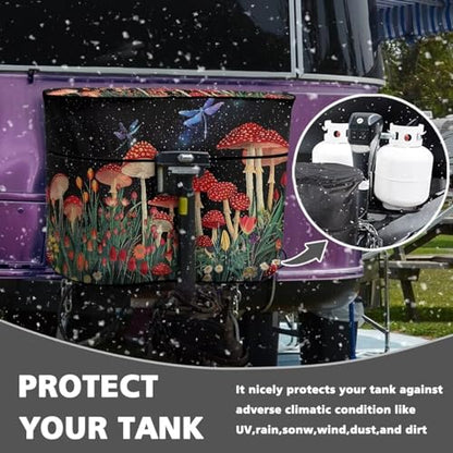Red Mushroom Travel Trailer Propane Tank Cover Waterproof Propane Gas Tank Cover Sun Protection with Zipper Four Seasons General - color: Red Mushroom, size: S(20LB)