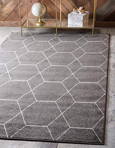 Unique Loom Trellis Frieze Collection Area Rug - Geometric (2' x 3' 1", Dark Gray/ Ivory) - color: Dark Gray/Ivory, size: 2' x 3'1" (Rectangular)