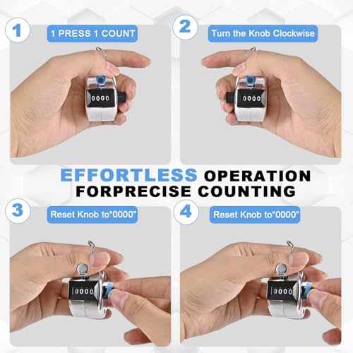 TESEAS Clicker Counter Handheld Tally Counter 4-Digit Number Counter, 2 Pack Hand Mechanical Counters Clickers Pitch Umpire Click Counter for Coaching, Knitting, People, Lap, Fishing, Golf, - color: 12pc