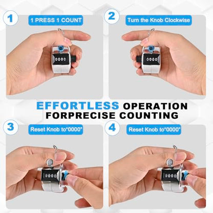 TESEAS Clicker Counter Handheld Tally Counter 4-Digit Number Counter, 2 Pack Hand Mechanical Counters Clickers Pitch Umpire Click Counter for Coaching, Knitting, People, Lap, Fishing, Golf, - color: 12pc